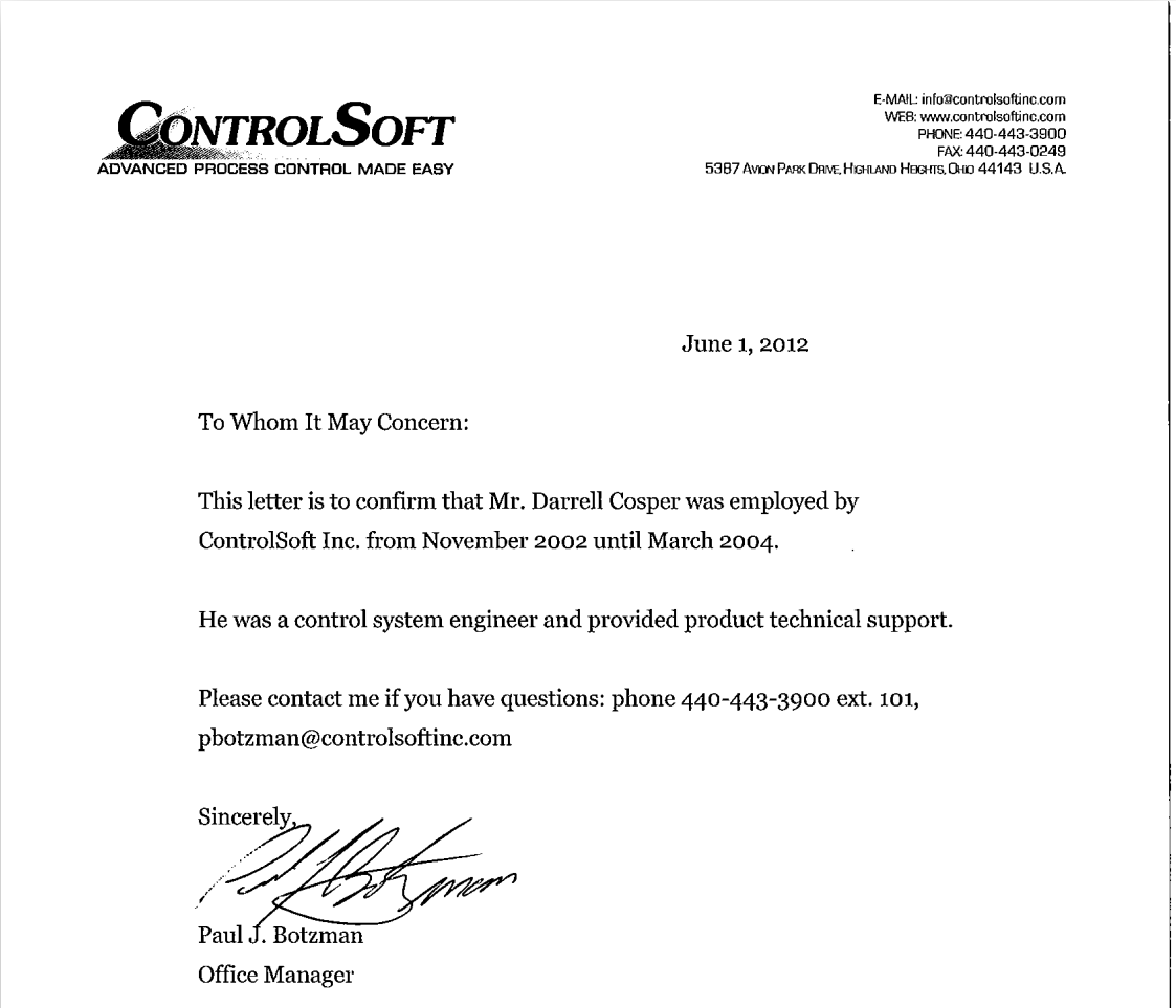 Employment Verification Letter