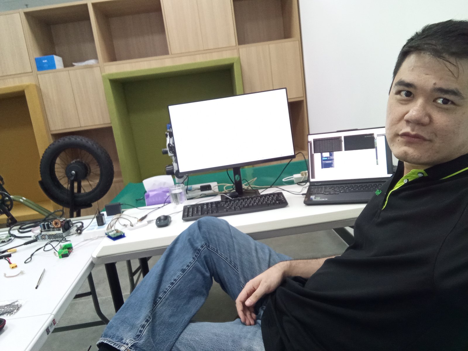 Jamie sitting at desk